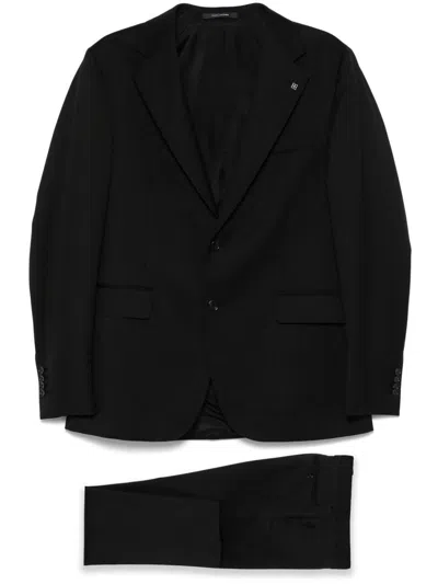Tagliatore Multicolour Virgin Wool Suit In Black