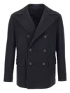 Tagliatore Multiple Pockets Double-breasted Coat In Black