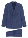 Tagliatore Double-breasted Tailored Suit With Unique Pattern In Blue