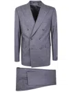 Tagliatore Double-breasted Wool Suit In Gray