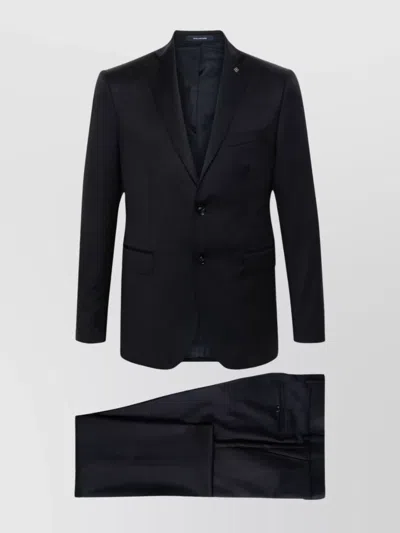 Tagliatore Napoli Slim Cut Wool Suit With Dart Detailing In Black