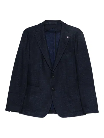 Tagliatore Navy Blue Blazer In Virgin Wool