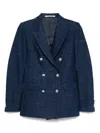 Tagliatore Double-breasted Structured Shoulder Jacket With Button Detailing In Black