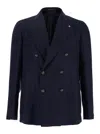 Tagliatore Navy Blue Double Breasted Blazer In Blue