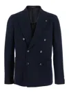 Tagliatore Navy Blue Double-breasted Blazer In Blue