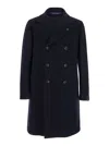 Tagliatore Navy Blue Double Breasted Coat In Blue