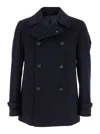 Tagliatore Blue Double-breasted Coat With Wide Notched Revers In Blue