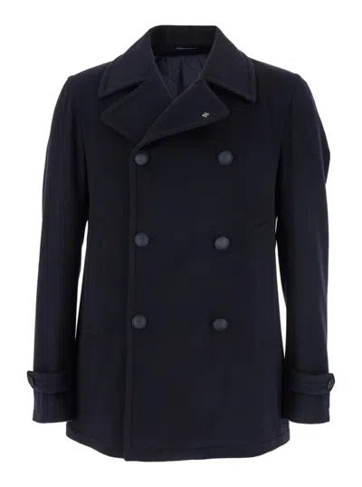 TAGLIATORE NAVY BLUE DOUBLE-BREASTED COAT