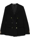 Tagliatore Structured Double-breasted Jacket Gold Buttons In Black
