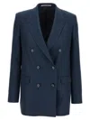Tagliatore Tailored Jacket With Structured Shoulders And Vent In Navy Blue
