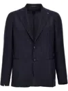 Tagliatore Lapel Blazer With Buttoned Cuffs And Pockets In Blue