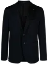 Tagliatore Single-breasted Jersey Blazer In Navy Blue