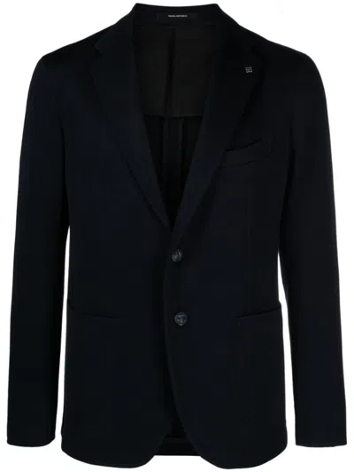 Tagliatore Single-breasted Jersey Blazer In Navy Blue