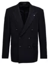 Tagliatore Brooch-detail Blazer In Navy Blue