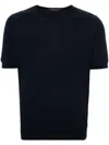 Tagliatore Short Sleeve V-neck T-shirt In Navy Blue