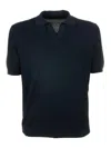 Tagliatore Blue Polo Shirt With Buttonless Collar And Ribbed Trims In White