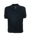 Tagliatore Blue Polo Shirt With Buttonless Collar And Ribbed Trims