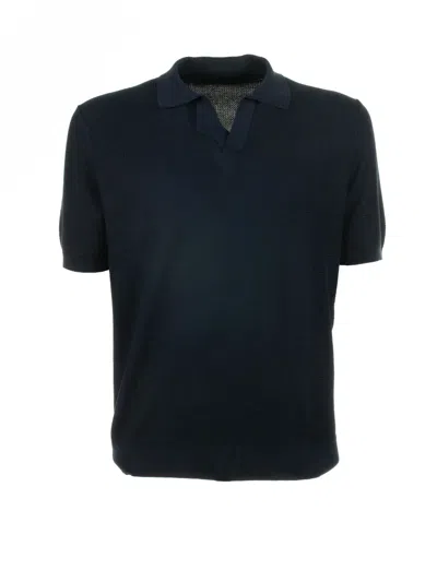 TAGLIATORE TAGLIATORE NAVY BLUE SHORT-SLEEVED POLO SHIRT