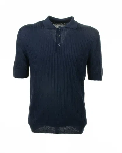 Tagliatore Navy Blue Short-sleeved Polo Shirt In Black