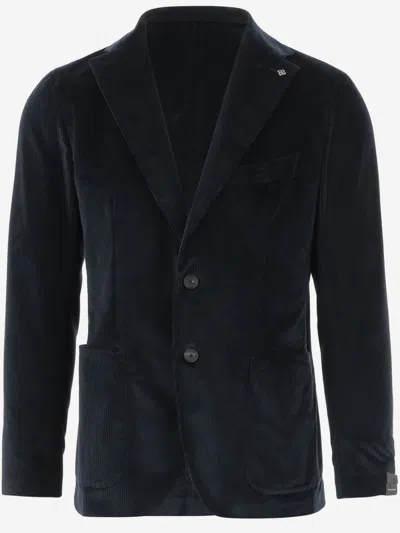 TAGLIATORE NAVY BLUE SINGLE-BREASTED BLAZER