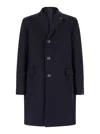 Tagliatore Blue Single-breasted Coat With Logo Pin In Navy Blue