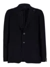Tagliatore Ribbed-knit Blazer With Tailored Fit In Navy Blue