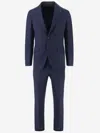 Tagliatore Blue Single-breasted Suit With Notched Revers And Brooch Detail On The Front In Wool Man In Blue