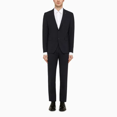 TAGLIATORE TAGLIATORE NAVY BLUE SINGLE BREASTED SUIT IN WOOL BLEND