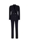 Tagliatore Paris Suit In Black Virgin Wool Blend In Blu Notte