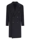 Tagliatore Black Double-breasted Coat With Four Pockets In Blue