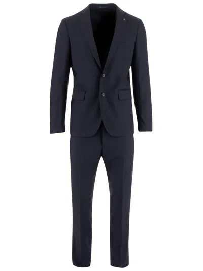 TAGLIATORE NAVY STRETCH WOOL SUIT