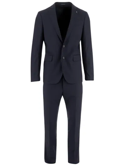 TAGLIATORE TAGLIATORE NAVY STRETCH WOOL SUIT