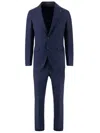 Tagliatore Blue Single-breasted Suit With Notched Revers And Brooch Detail On The Front