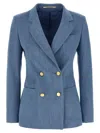 Tagliatore 'nayade' Blazer Double-breasted Gold Buttons In Blue