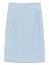Tagliatore High-waisted Knee-length Textured Skirt In Blue
