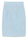 Tagliatore High-waisted Knee-length Textured Skirt In Blue