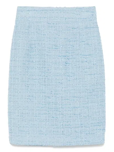 Tagliatore High-waisted Knee-length Textured Skirt In Blue
