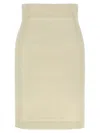 Tagliatore High-waisted Knee-length Skirt In Textured Fabric In Beige