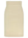 Tagliatore High-waisted Knee-length Skirt In Textured Fabric In Beige