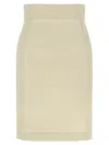 Tagliatore High-waisted Knee-length Skirt In Textured Fabric In Neutral
