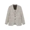 Tagliatore Embroidered Lapel Wool Blend Jacket