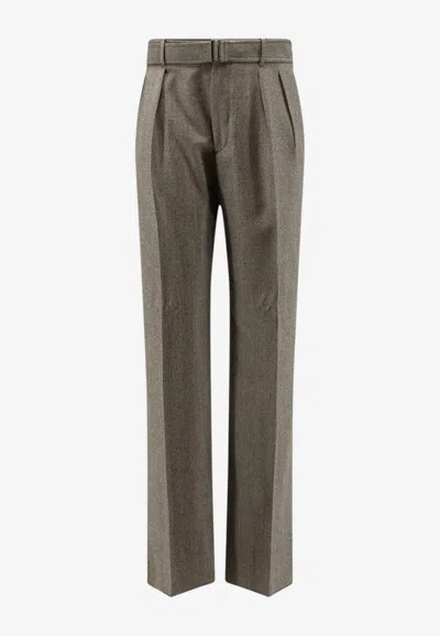 Tagliatore Belted Pleated Tailored Trousers In Brown