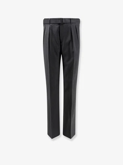 Tagliatore Nevil Virgin Wool Trousers With Belt In Black