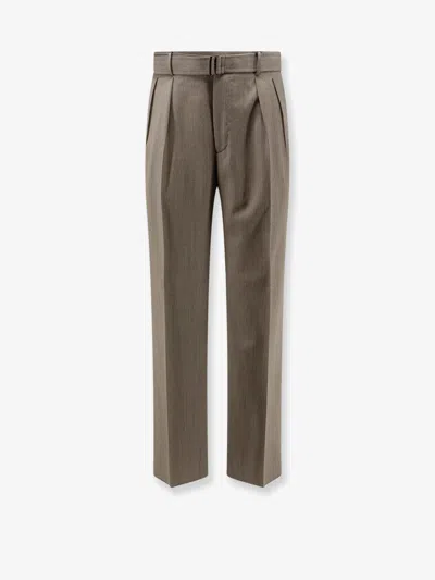 Tagliatore Nevil Virgin Wool Trousers With Belt In Sand