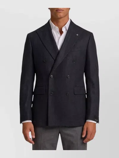 Tagliatore New York Double-breasted Virgin Wool Jacket In Black