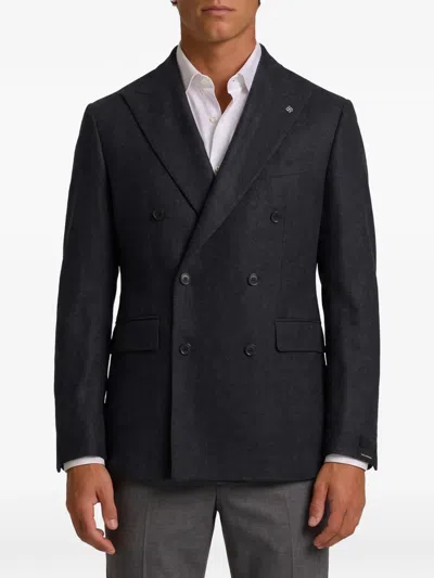 Tagliatore New York Double-breasted Virgin Wool Jacket In Black