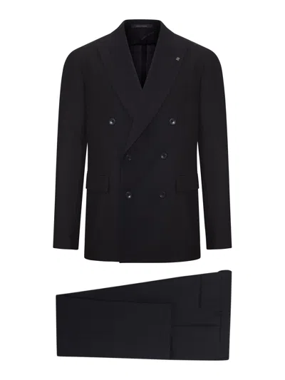 Tagliatore New York Double-breasted Tailored Suit In Black