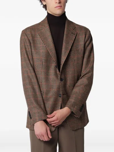 Tagliatore Brown Single-breasted Jacket With A Prince Of Wales Check Pattern
