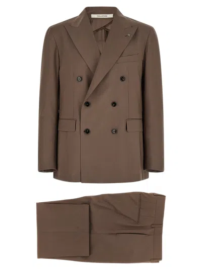 Tagliatore New York Tailored Double Breasted Suit Blazer In Brown