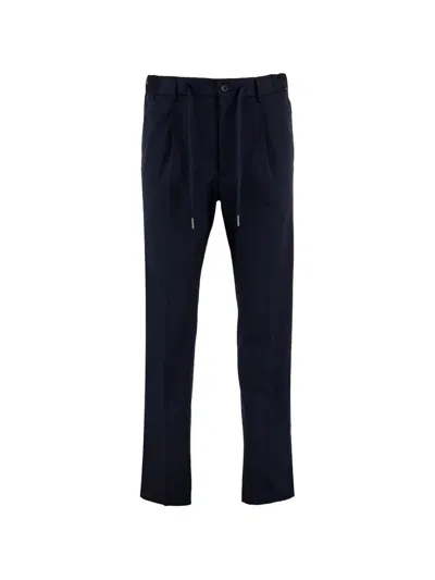 Tagliatore Newman Drawstring Pressed-pleat Trousers In Blue